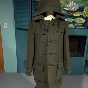 Men's Olive Hooded Toggle Coat